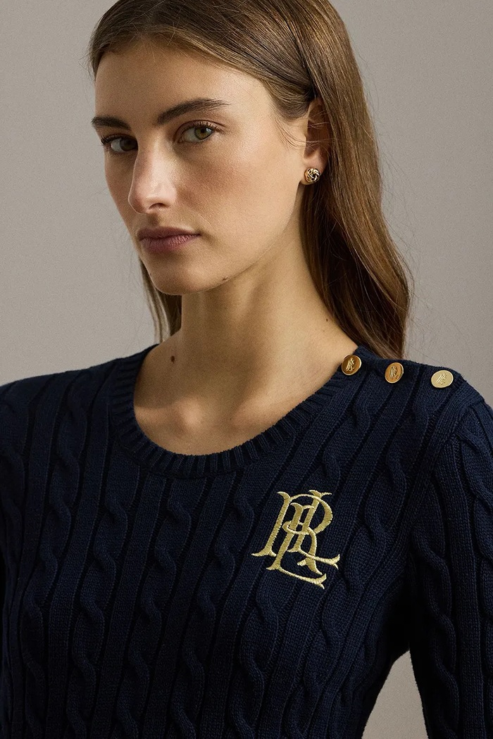 Бавовняний светр Lauren Ralph Lauren темно-синій 200932223