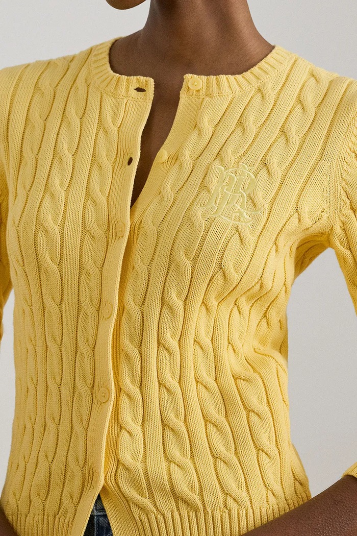 Lauren Ralph Lauren kardigan damski bawełniany żółty 200932225