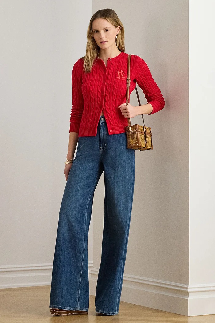 Odzież Lauren Ralph Lauren kardigan damski bawełniany 200932225 czerwony