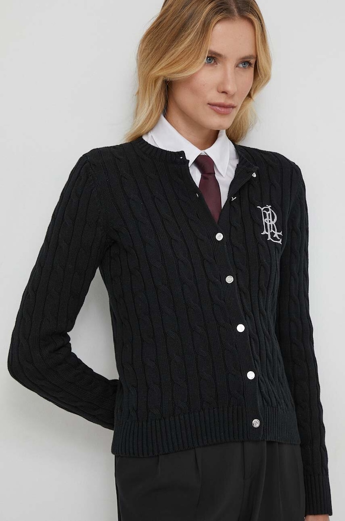 Pamučni pulover Lauren Ralph Lauren pamuk crna 200932225