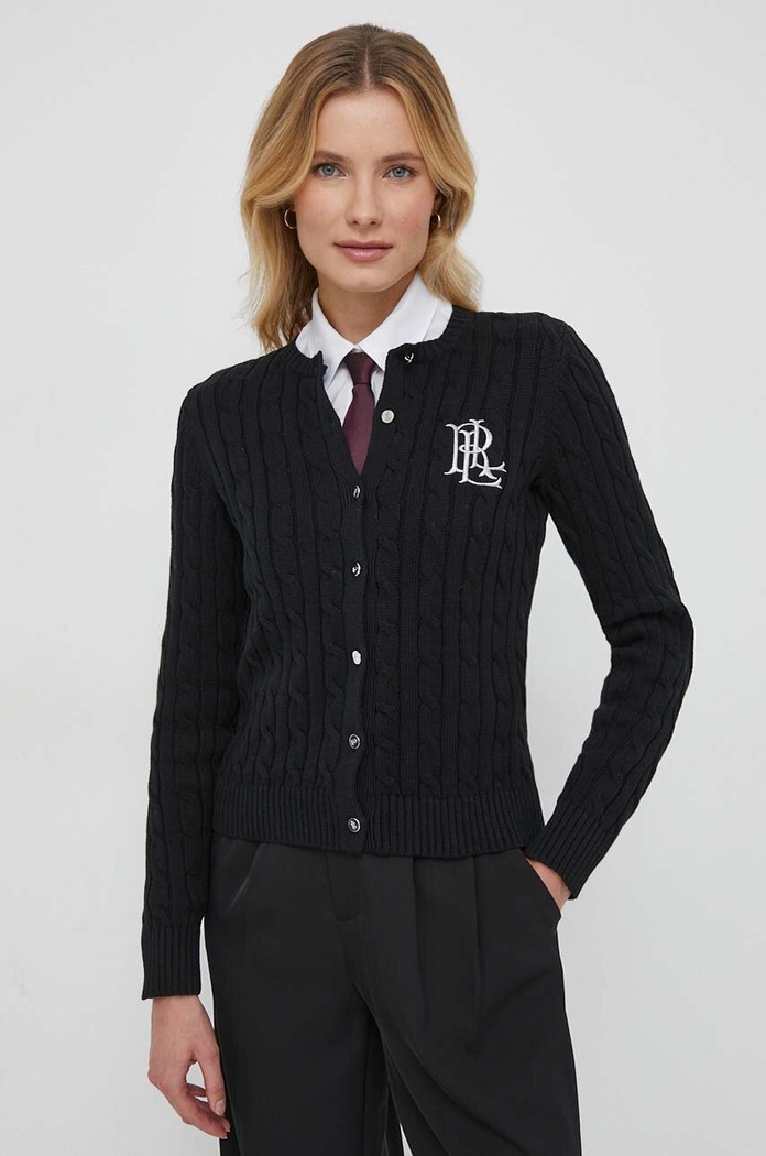 Pamučni pulover Lauren Ralph Lauren crna 200932225