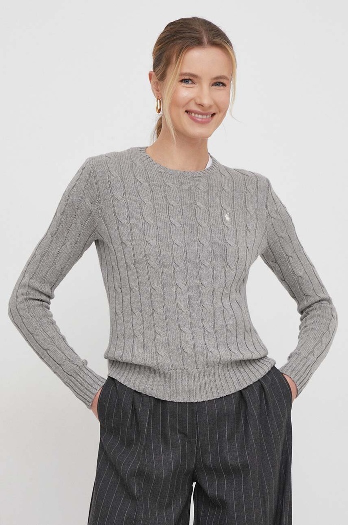 Βαμβακερό πουλόβερ Polo Ralph Lauren βαμβάκι γκρί 211943903