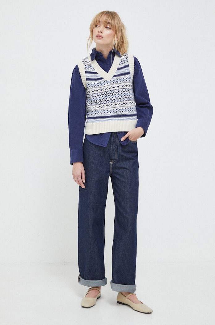 Levi's kamizelka z domieszką wełny A7103 niebieski SS24