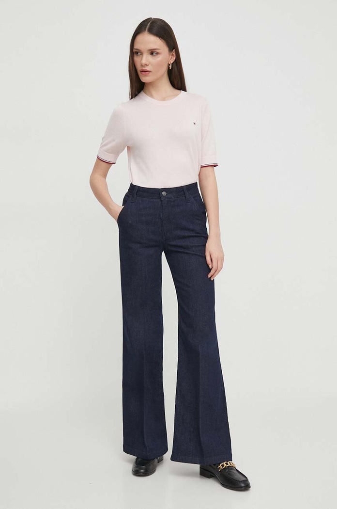 Bavlněný svetr Tommy Hilfiger WW0WW38724 růžová AW24