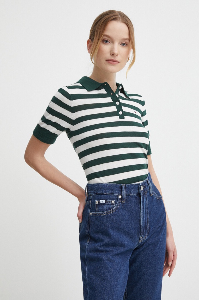Tommy Hilfiger pulóver gombolós zöld WW0WW37937