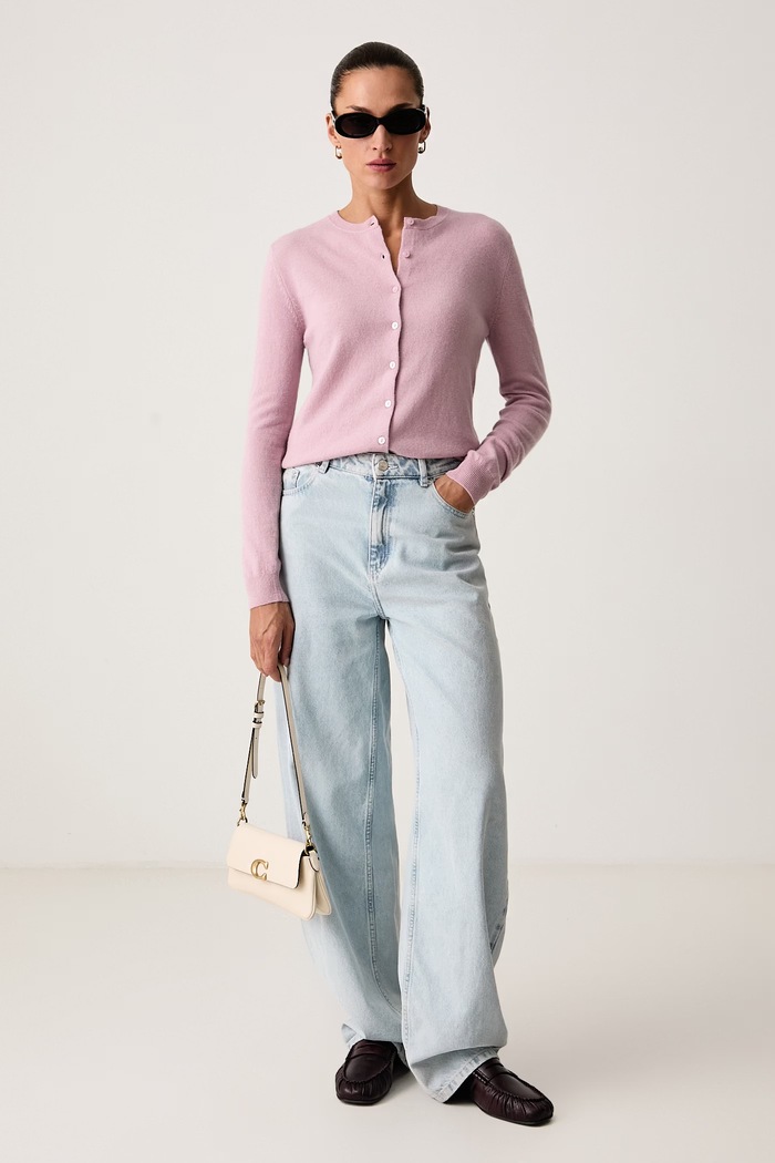 United Colors of Benetton Kardigan damski wełniany 1002D5485 różowy SS26
