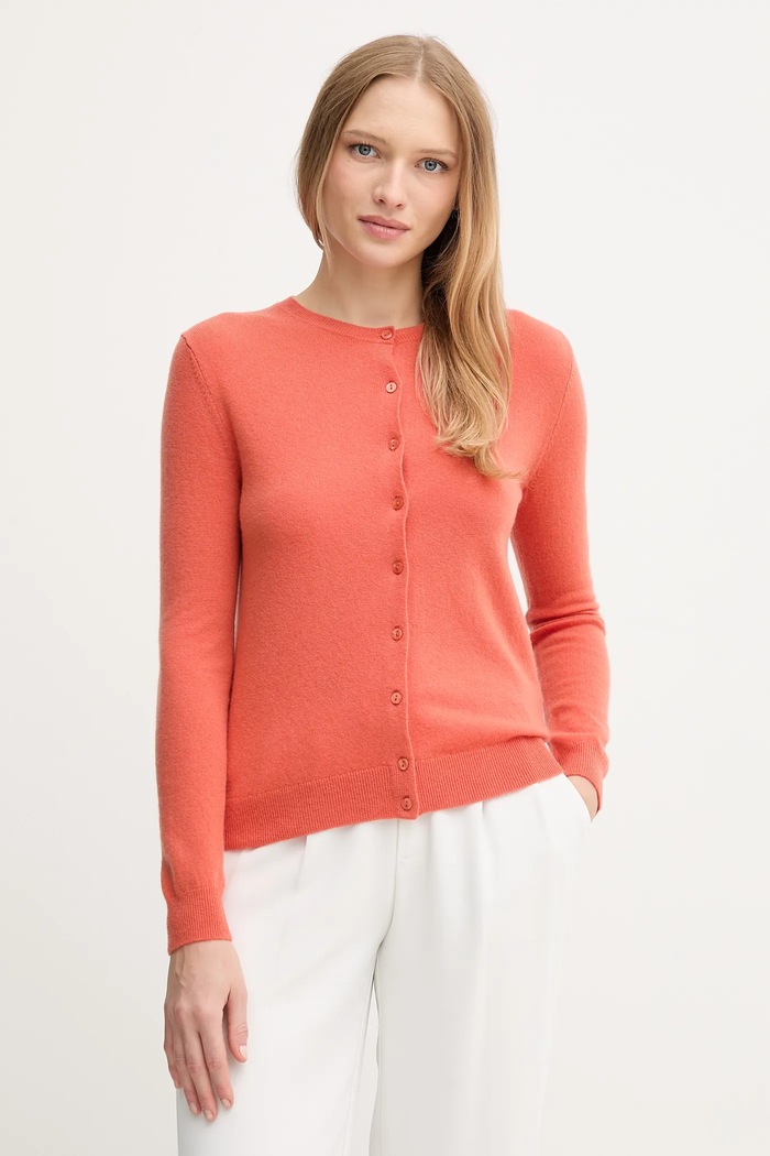United Colors of Benetton kardigan wełniany pomarańczowy 1002D5485