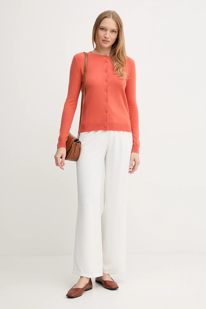 United Colors of Benetton kardigan wełniany 1002D5485 pomarańczowy SS26