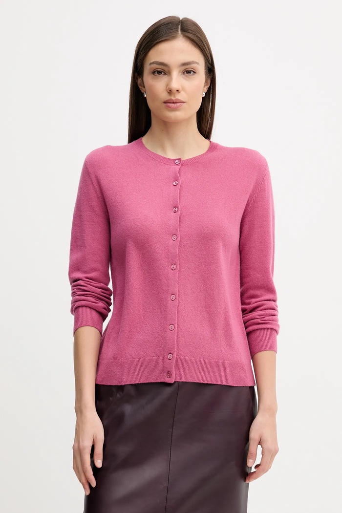 United Colors of Benetton kardigan wełniany różowy 1002D5485