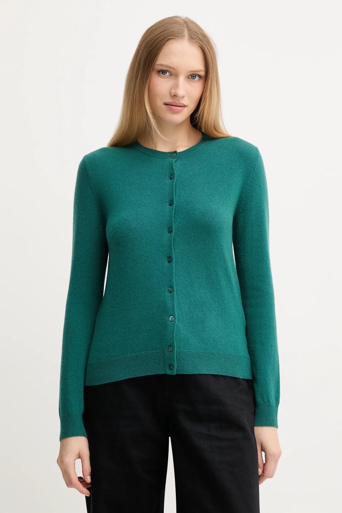 United Colors of Benetton kardigan wełniany turkusowy 1002D5485