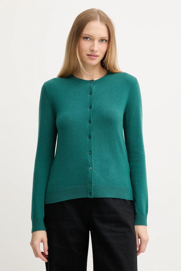 United Colors of Benetton kardigan wełniany turkusowy 1002D5485