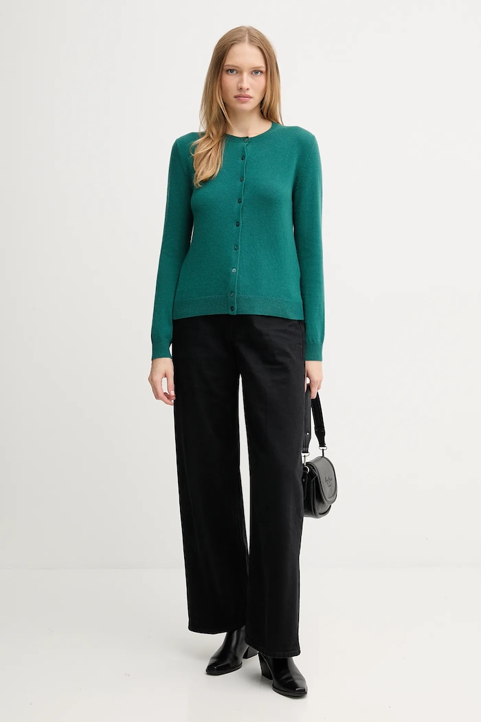 United Colors of Benetton kardigan wełniany 1002D5485 turkusowy SS26