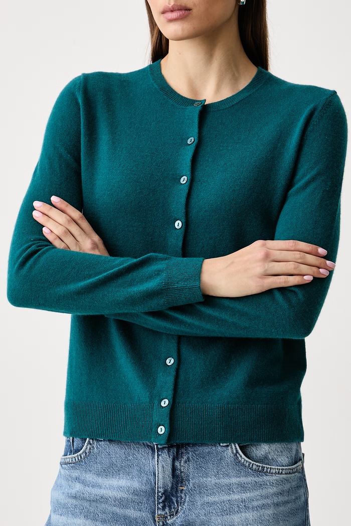 Kardigan damski wełniany United Colors of Benetton 1002D5485 turkusowy