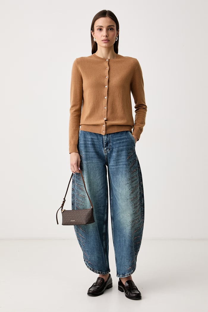United Colors of Benetton Kardigan damski wełniany 1002D5485 brązowy SS26