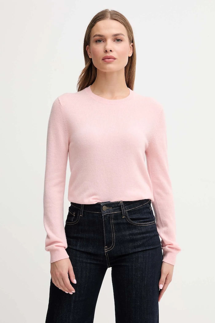 United Colors of Benetton sweter wełniany okrągły różowy 1002D1K01