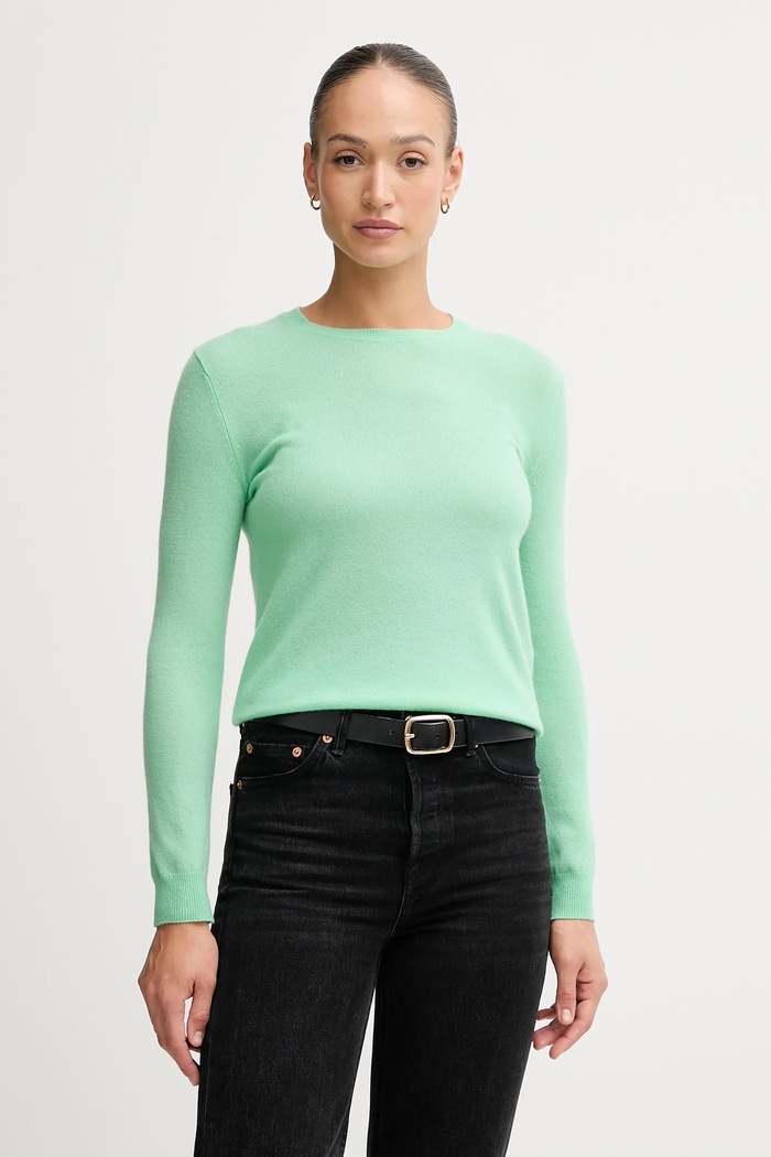 United Colors of Benetton sweter wełniany okrągły zielony 1002D1K01