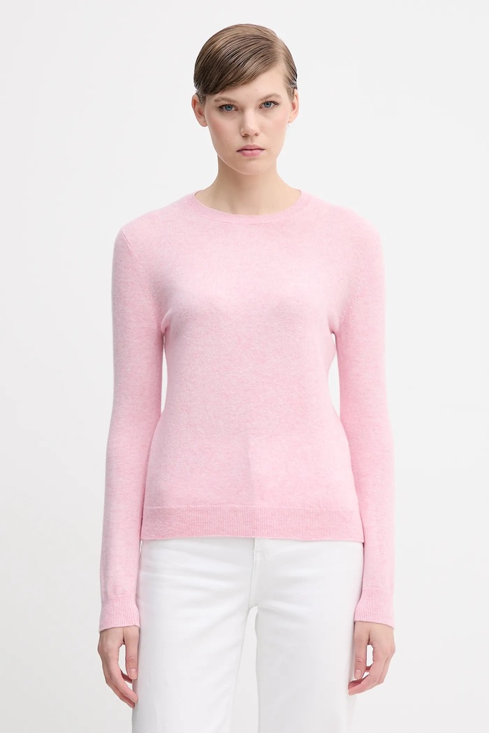 Vlněný svetr United Colors of Benetton kulatý růžová 1002D1K01
