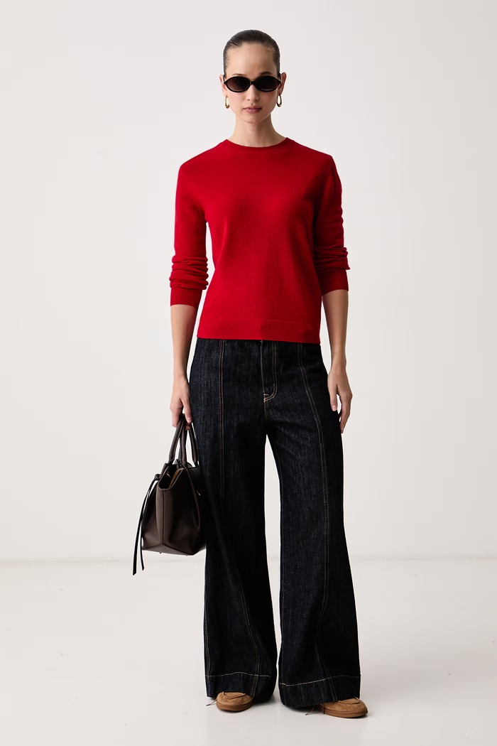 United Colors of Benetton Sweter damski wełniany 1002D1K01 czerwony SS26