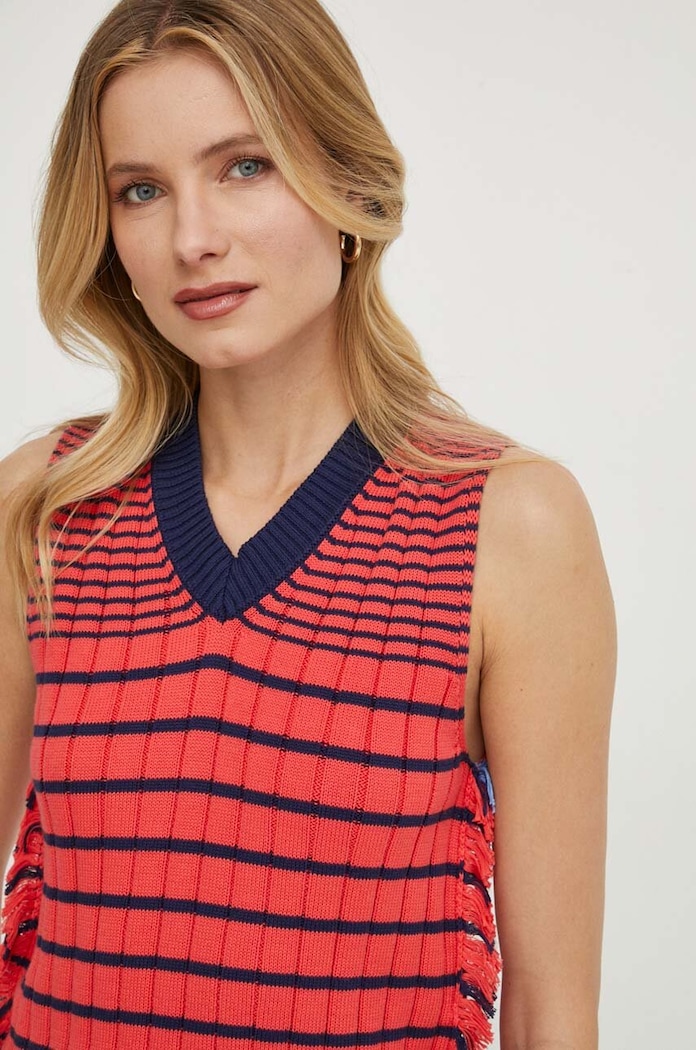 Pamučni prsluk United Colors of Benetton crvena 1494E401J