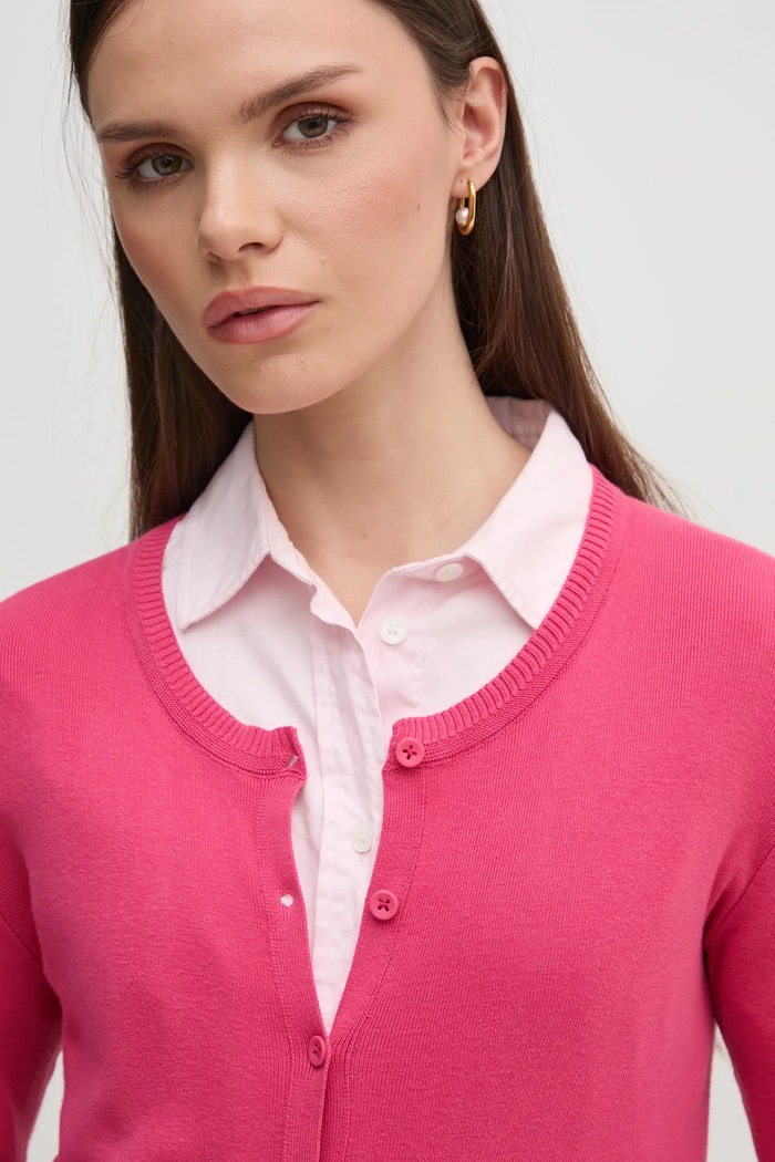United Colors of Benetton kardigan bawełniany różowy 1091D5558