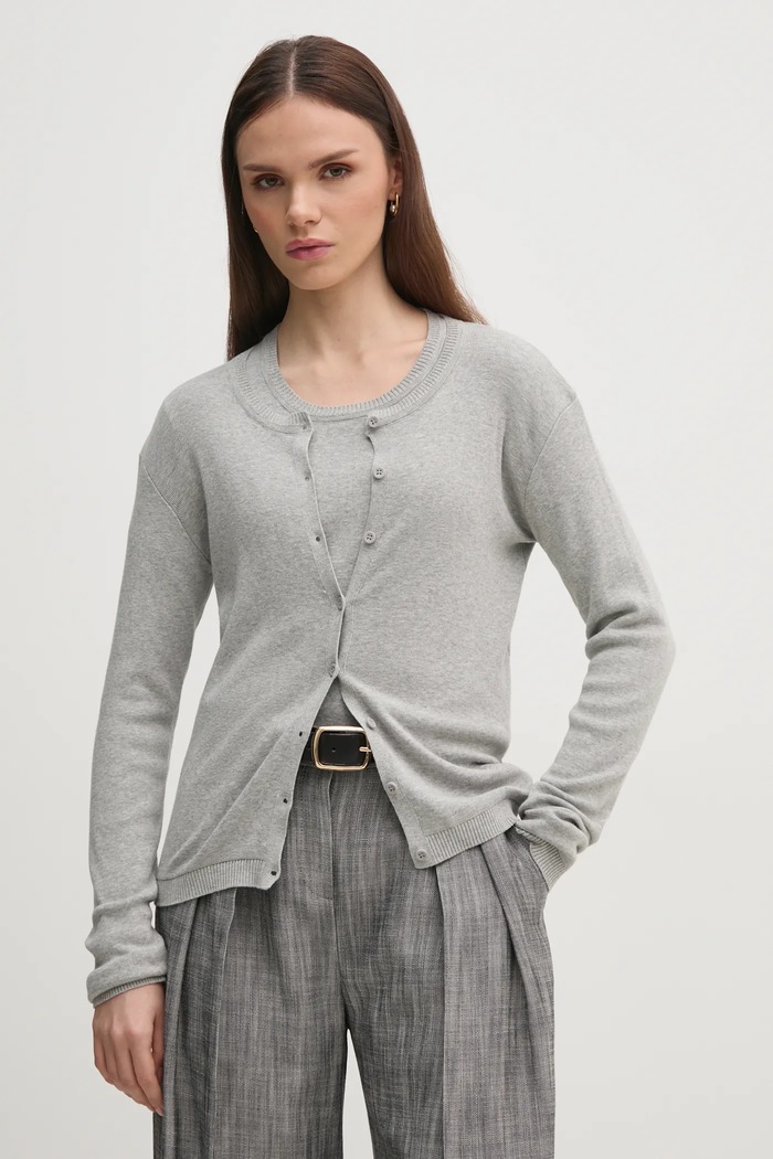 United Colors of Benetton kardigan bawełniany bawełna szary 1091D5558