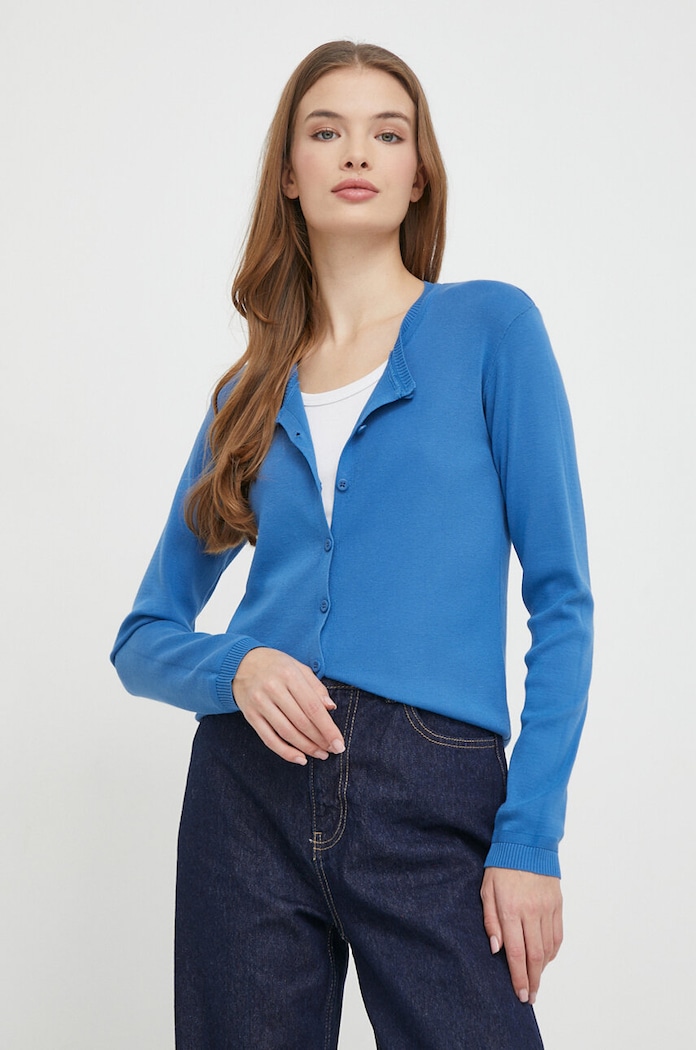 Odzież United Colors of Benetton kardigan bawełniany 1091D5558 niebieski