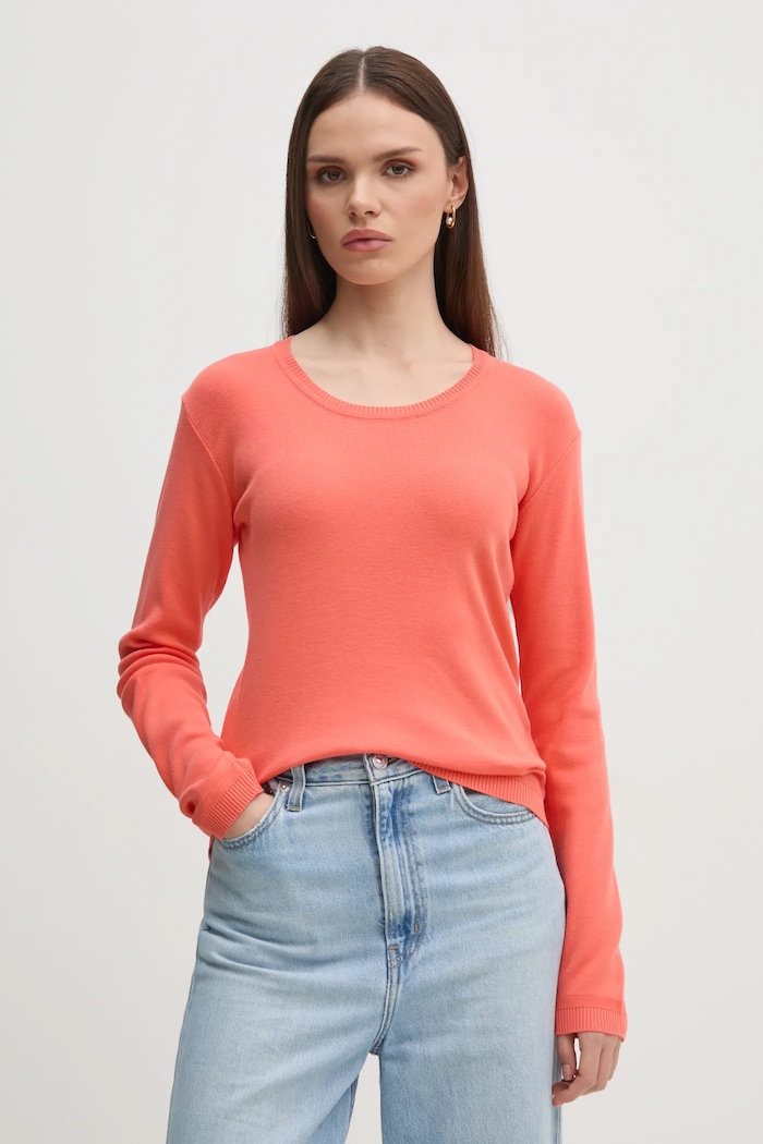 United Colors of Benetton sweter bawełniany bawełna pomarańczowy 1091D1M08