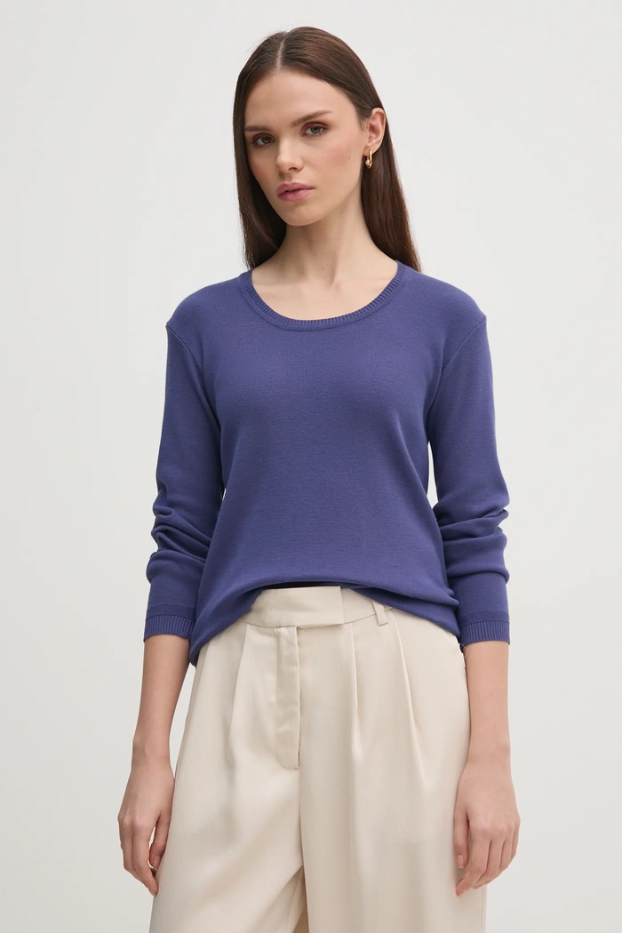 Bavlněný svetr United Colors of Benetton kulatý námořnická modř 1091D1M08