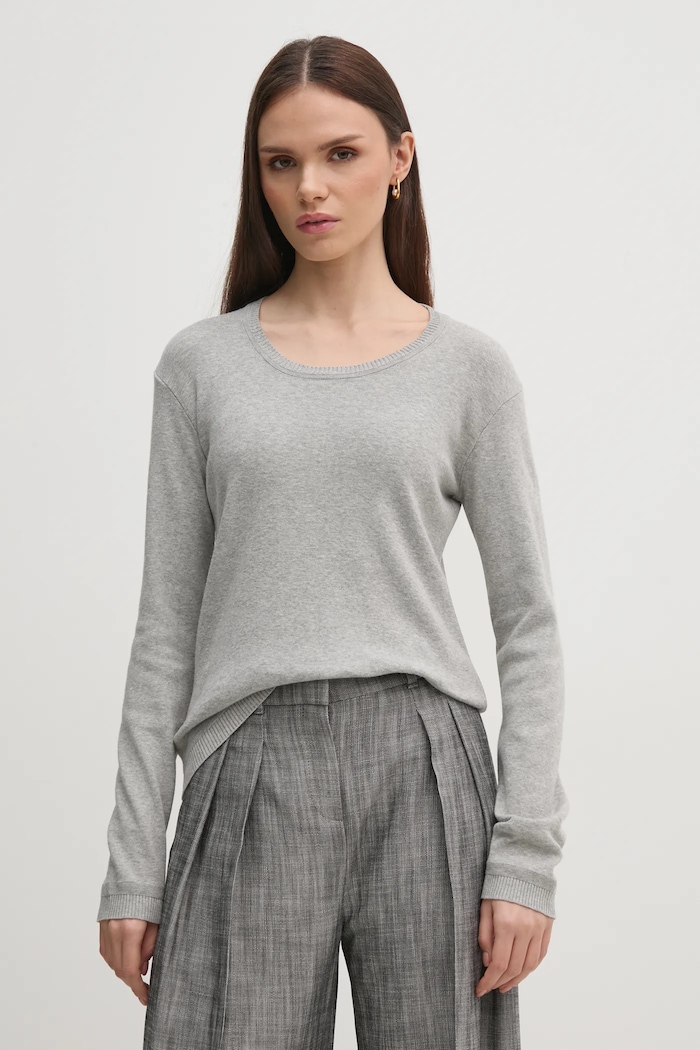 Bavlněný svetr United Colors of Benetton kulatý šedá 1091D1M08