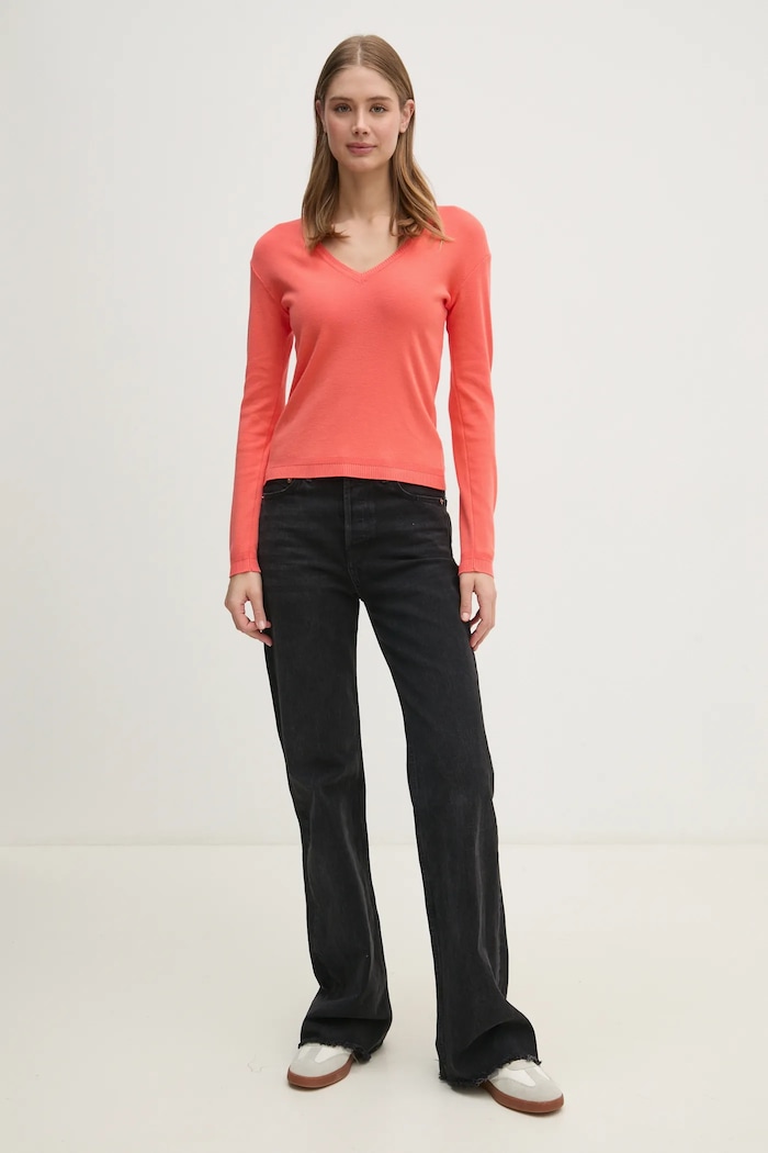 United Colors of Benetton sweter bawełniany 1091D4625 pomarańczowy AA00