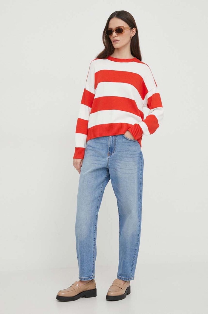 United Colors of Benetton Sweter bawełniany 1494E105J czerwony AA00