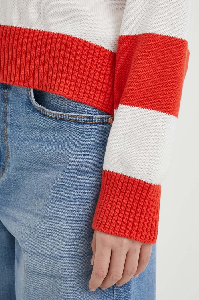 Sweter bawełniany United Colors of Benetton czerwony 1494E105J