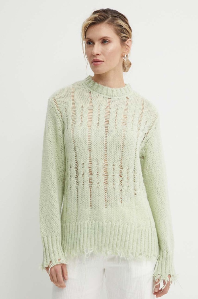 Resume Résumé pulover din amestec de lana AnnoraRS Knit Pullover verde 20321113