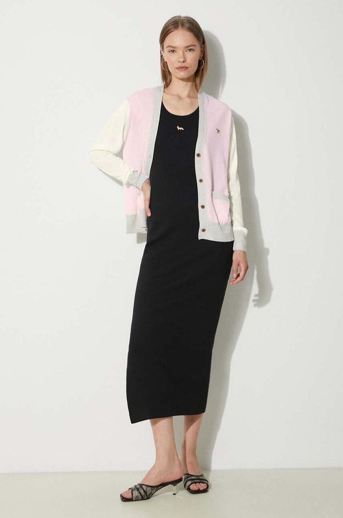 Maison Kitsuné wool cardigan Baby Fox Patch Regular Cardigan MW00505KT1036 pink SS24