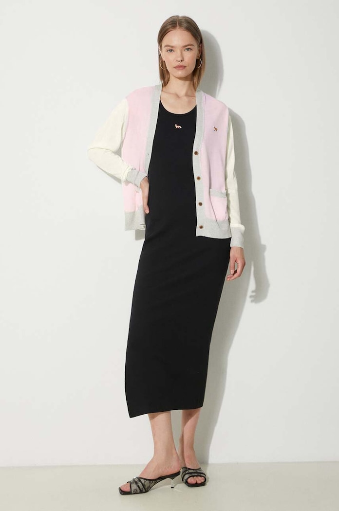 Maison Kitsuné wool cardigan Baby Fox Patch Regular Cardigan MW00505KT1036 pink SS24