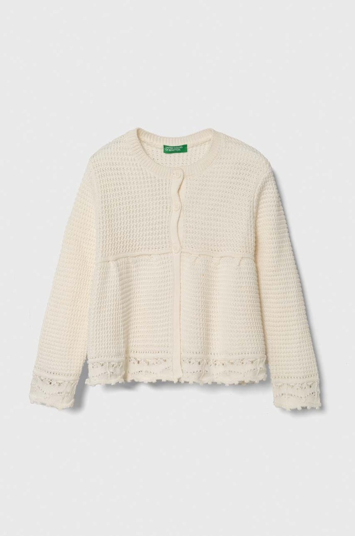 United Colors of Benetton Kardigan bawełniany dziecięcy beżowy 1077G500G.P.Seasonal