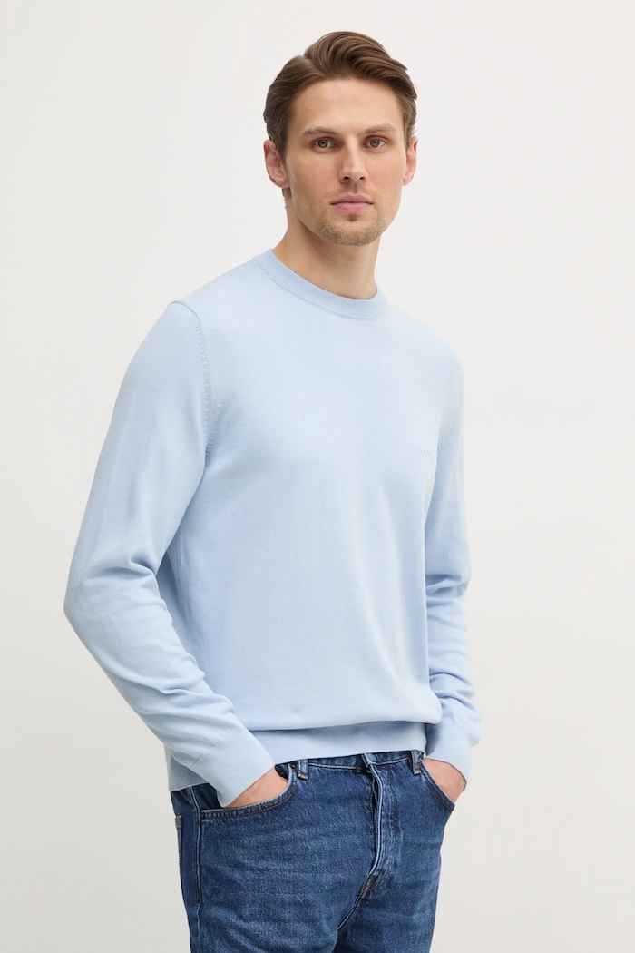 BOSS sweter bawełniany niebieski 50506023