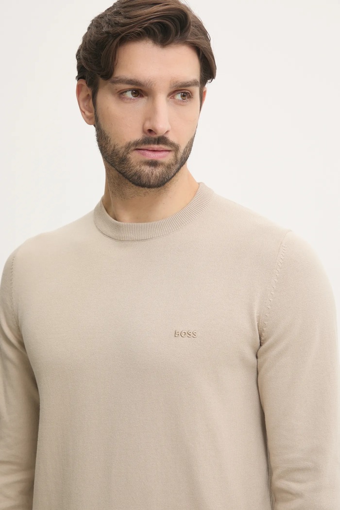 Bavlněný svetr BOSS béžová 50506023