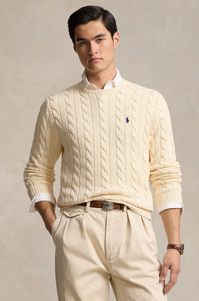 Polo Ralph Lauren pulover bărbătesc de bumbac grosime medie bej 710775885