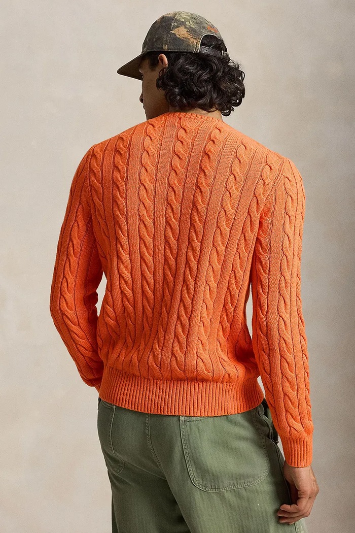 Polo Ralph Lauren Sweter bawełniany męski 710775885 pomarańczowy SS26