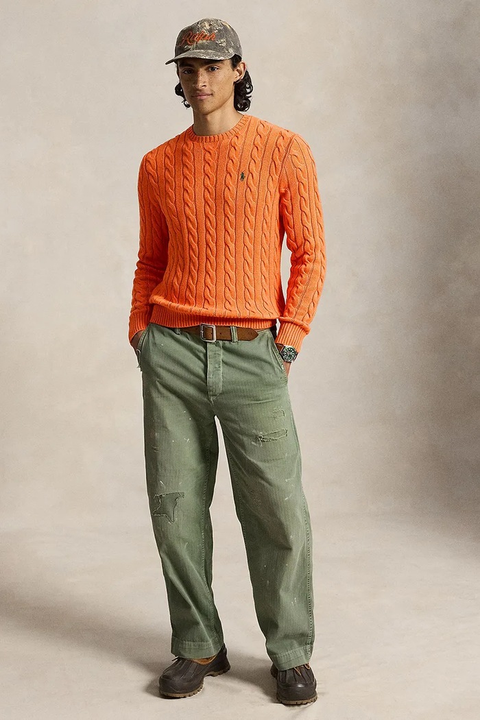 Odzież Polo Ralph Lauren Sweter bawełniany męski 710775885 pomarańczowy
