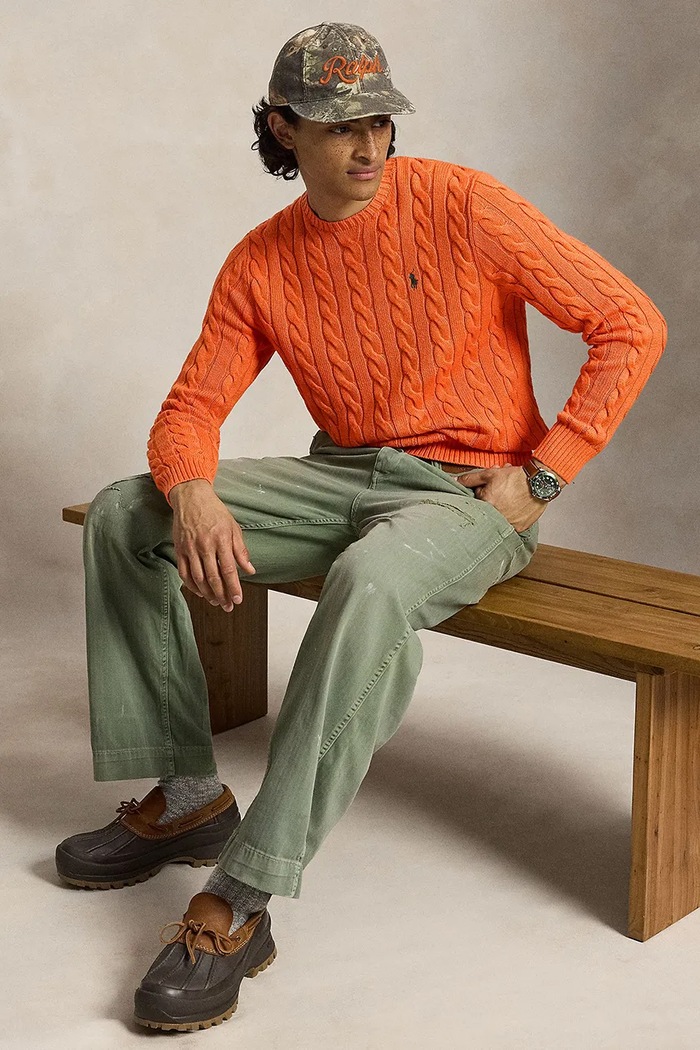 Sweter bawełniany męski Polo Ralph Lauren pomarańczowy 710775885