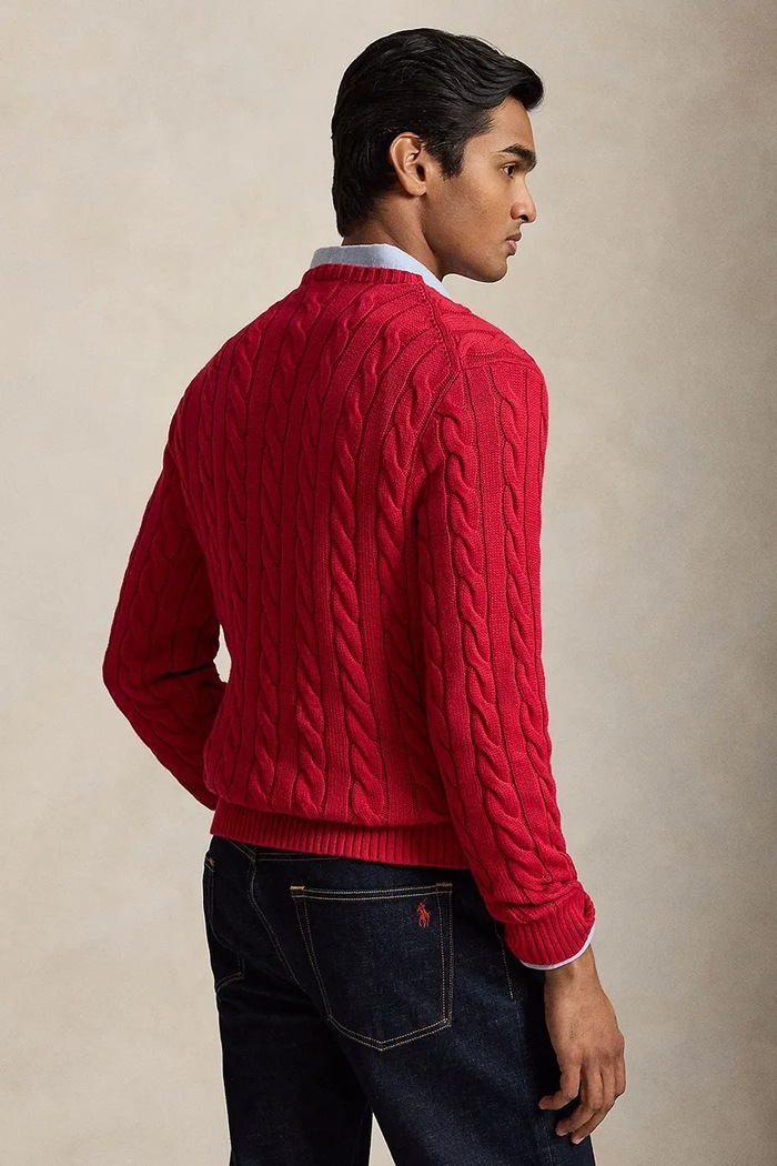 Polo Ralph Lauren Sweter bawełniany męski 710775885 czerwony SS26