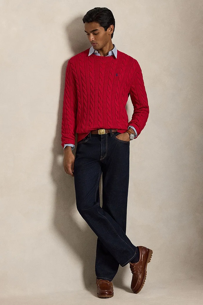 Odzież Polo Ralph Lauren Sweter bawełniany męski 710775885 czerwony