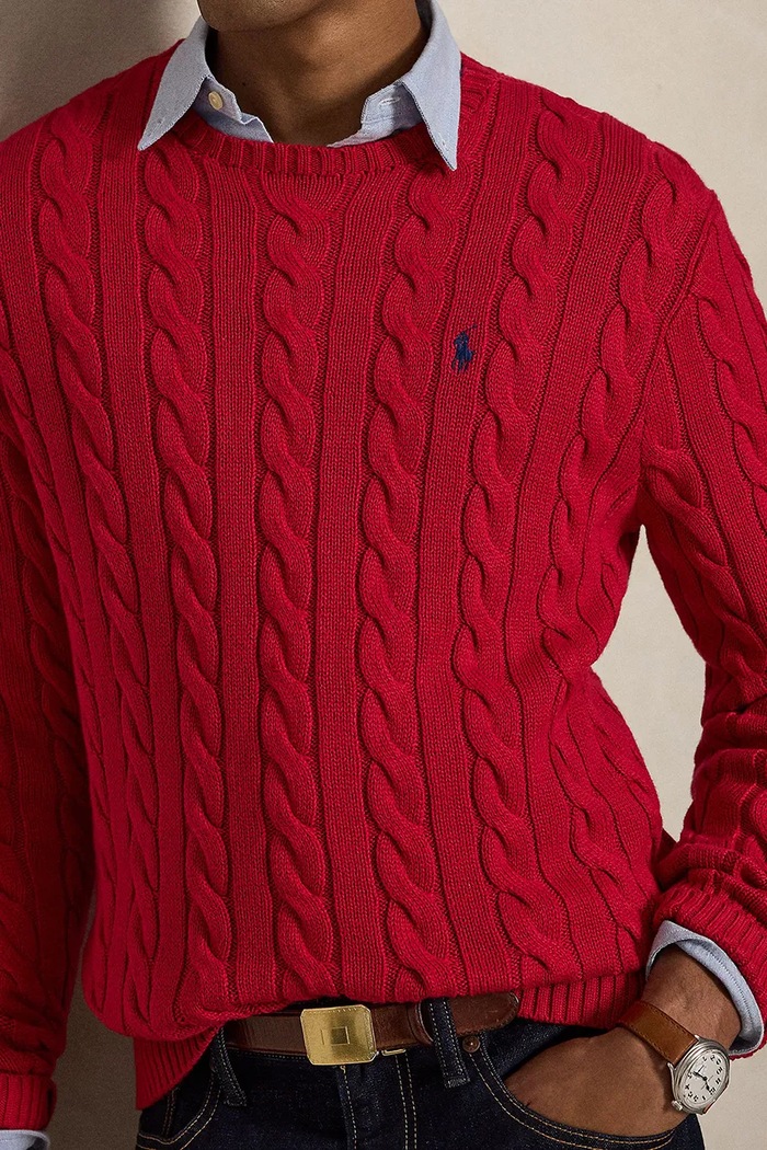 Sweter bawełniany męski Polo Ralph Lauren 710775885 czerwony