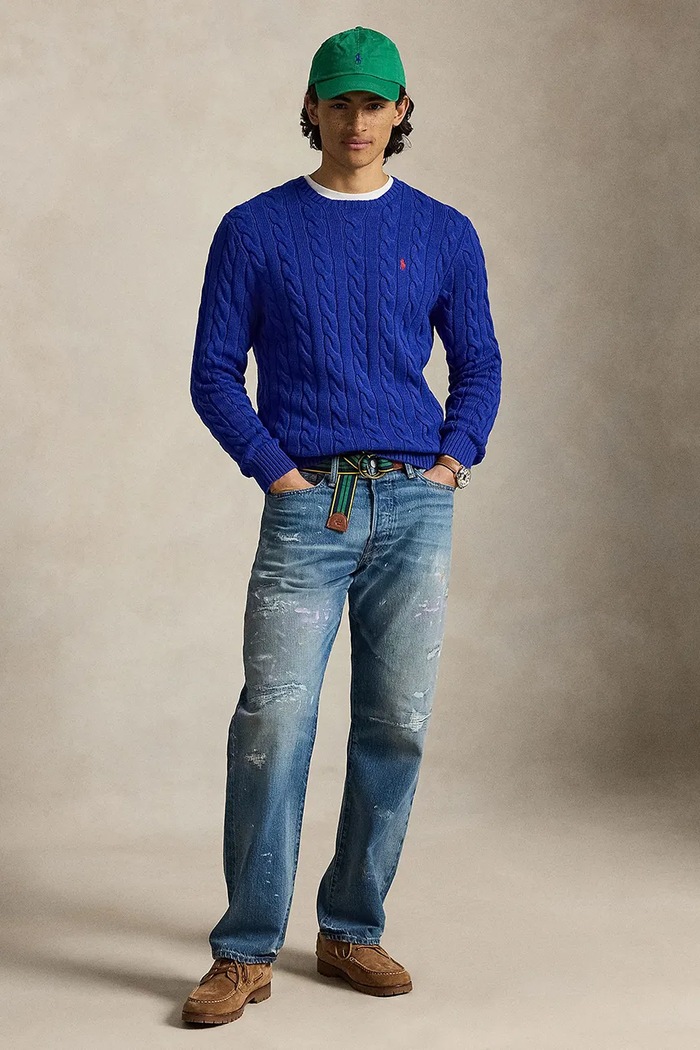 Odzież Polo Ralph Lauren sweter męski bawełniany 710775885 niebieski