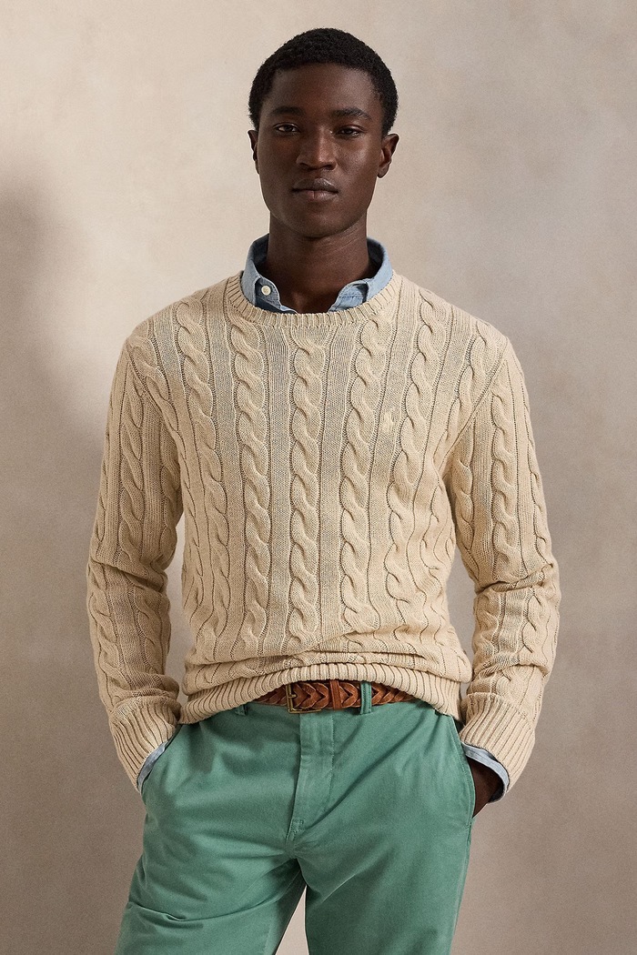Polo Ralph Lauren Sweter męski bawełniany beżowy 710775885