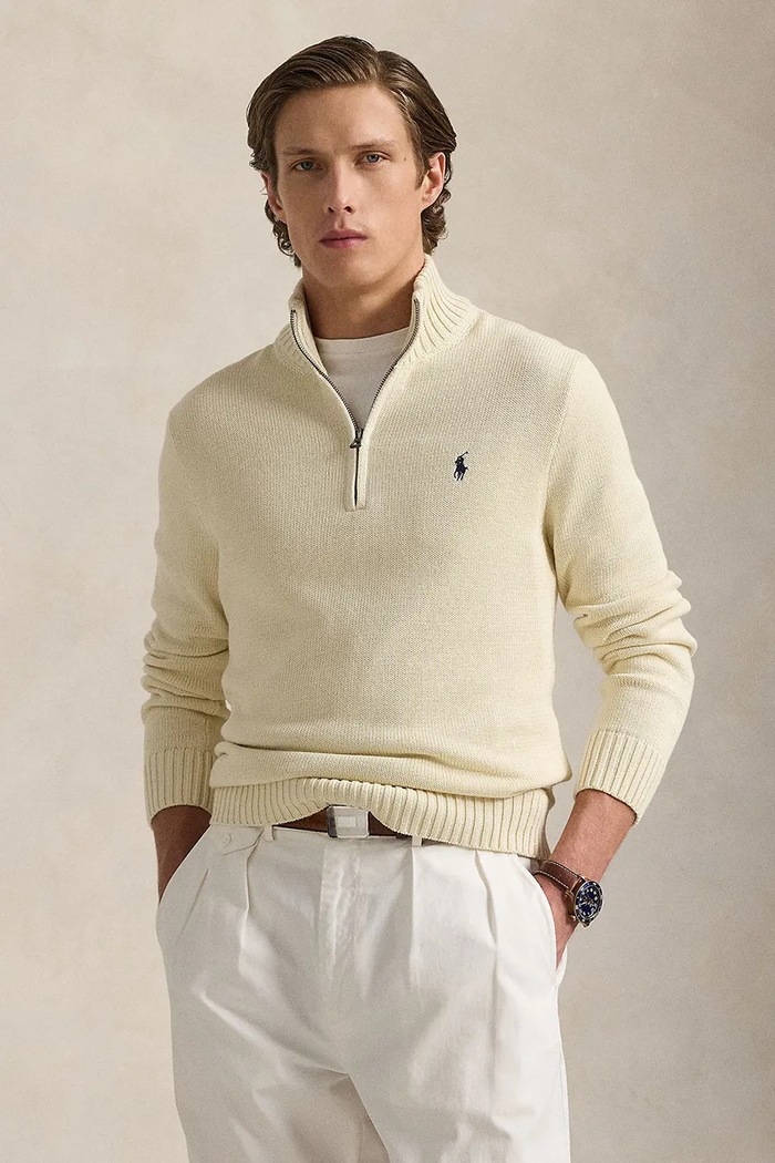 Βαμβακερό πουλόβερ Polo Ralph Lauren απλό μπεζ 710859939