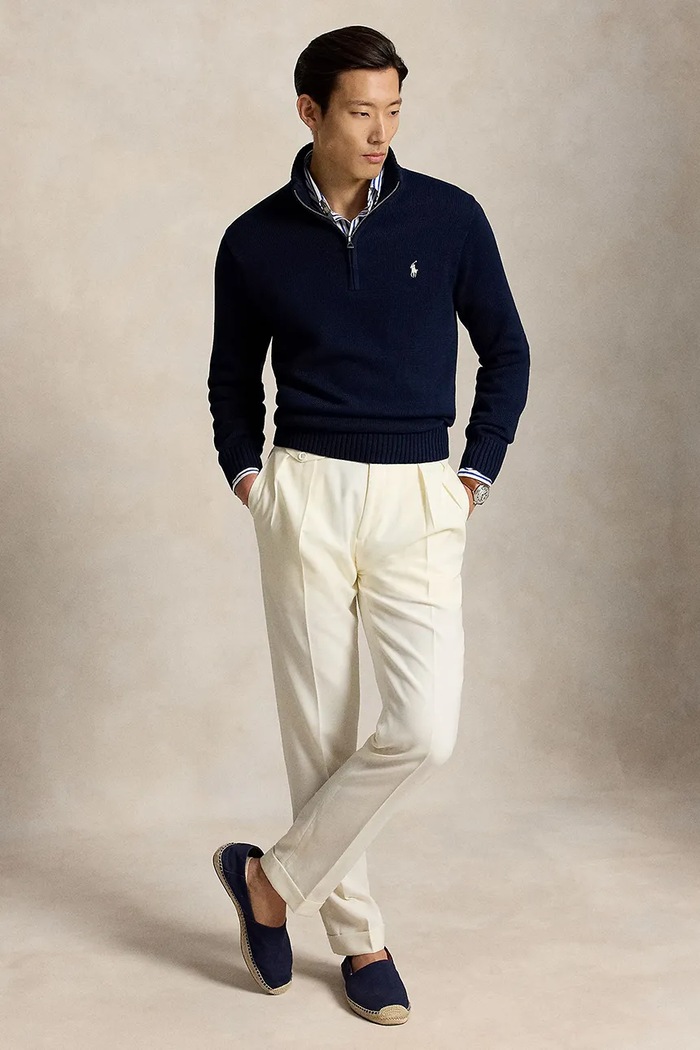 Odzież Polo Ralph Lauren sweter męski bawełniany 710859939 granatowy