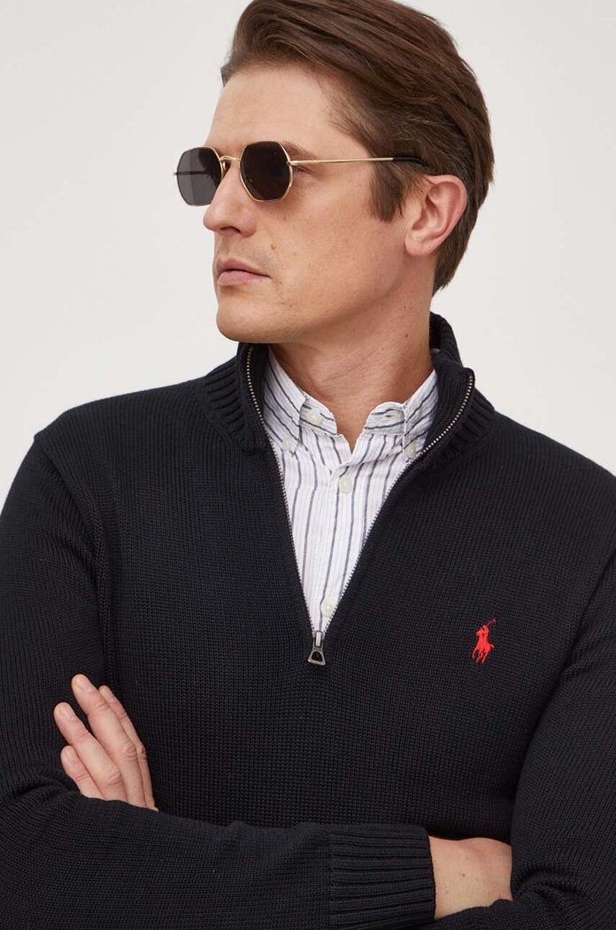 Sweter bawełniany męski Polo Ralph Lauren 710859939 czarny
